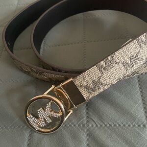 Michael Kors Monogram Beige and Gold Belt